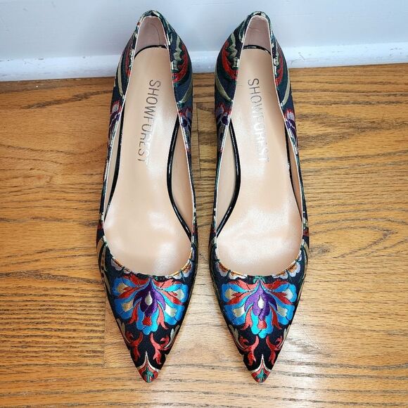 Floral Fabric Patterned Women's Block Heel Pumps Size 9 Multicolor - Picture 4 of 11
